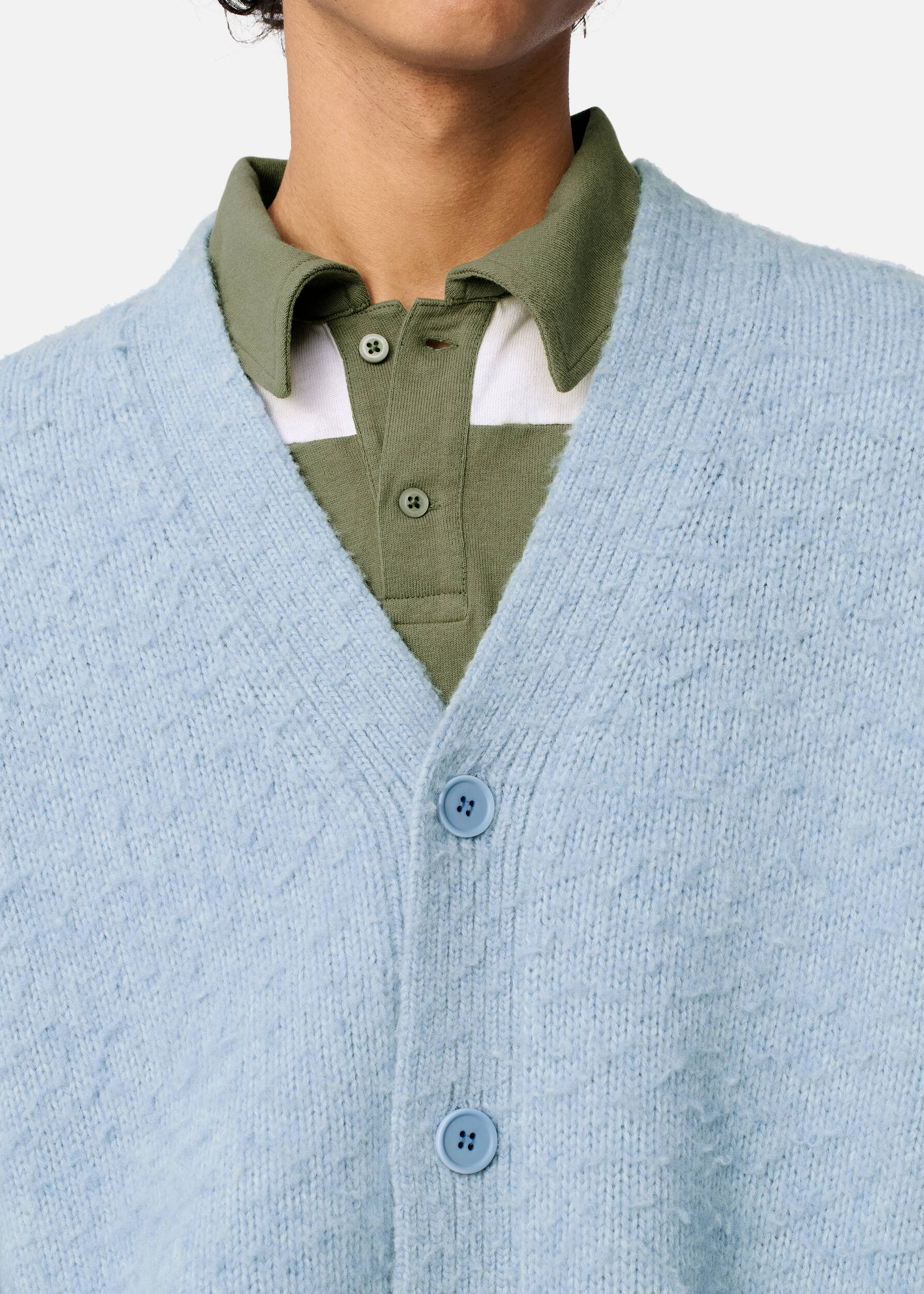 レア✨BLUE BLUE ARIGATO 藍 カーディガン　蝶貝ボタン　シルク混 THE TOKYO/ザトウキョウ】CASHMERE REVERSIBLE CARDIGAN/カシミヤ