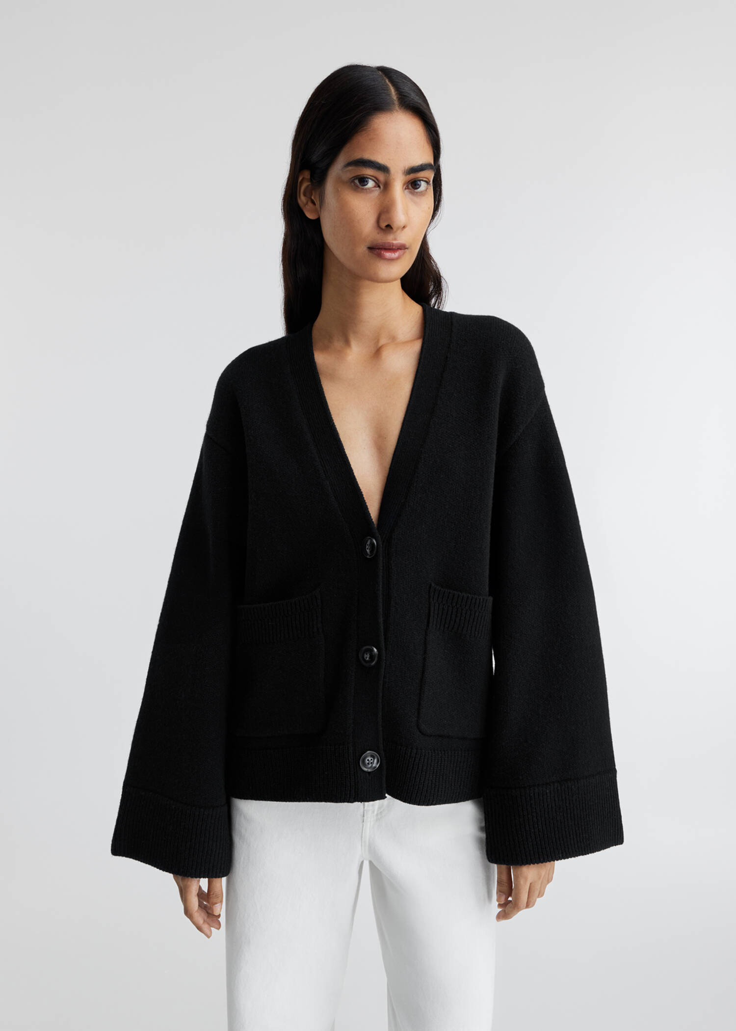 新品 ANEI 23AW ASTERISK CARDIGAN 5PLY Indi + Ash Andes Cardigan - Black Alpaca / Dark Indigo