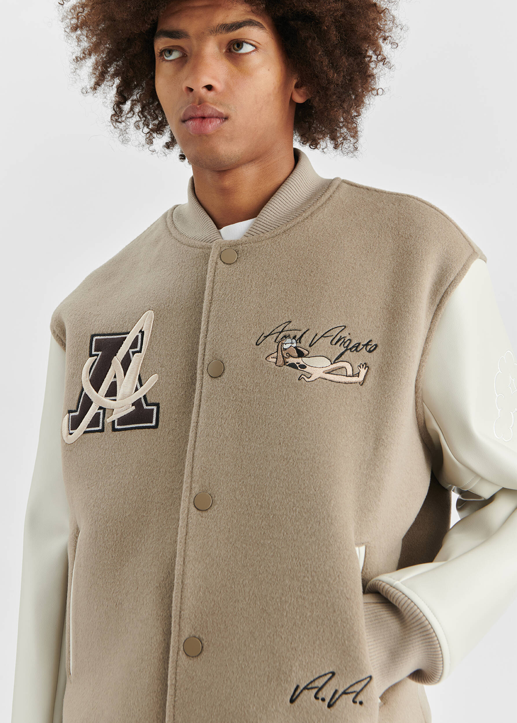 Axel Arigato logo-patch wool bomber jacket - Neutrals